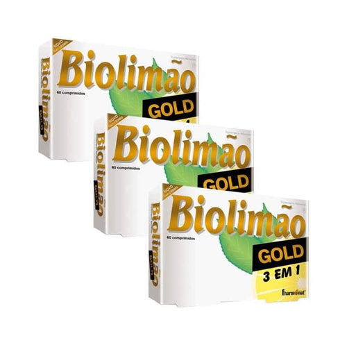 Biolimão Gold Pack 3 x 60 comprimidos Fharmonat, suplemento para emagrecimento, redução do apetite, combate à celulite e regulação do trânsito intestinal.