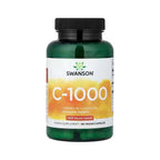 Vitamina C 1000 mg com roseira brava Swanson em cápsulas, frasco com 90 cápsulas para suporte imunitário e antioxidante