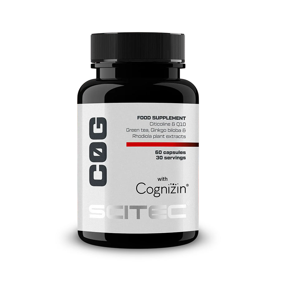 C0G with Cognizin Scitec Nutrition, suplemento alimentar com citicolina, em embalagem de 60 cápsulas.
