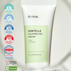 gel-creme calmante iunik com centella asiatica em bisnaga de 60ml para hidratar e suavizar a pele sensivel