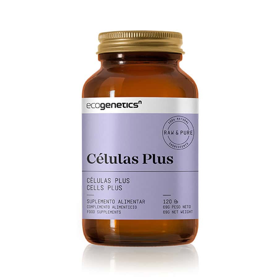 Células Plus 120 Cápsulas Ecogenetics com polifenóis e extratos vegetais para proteção celular, energia e suporte antioxidante.