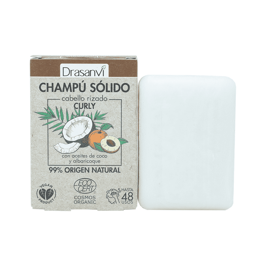Barra do Champô Sólido Cabelo Ondulado 80g da Drasanvi, limpeza suave e definição para cabelos ondulados.