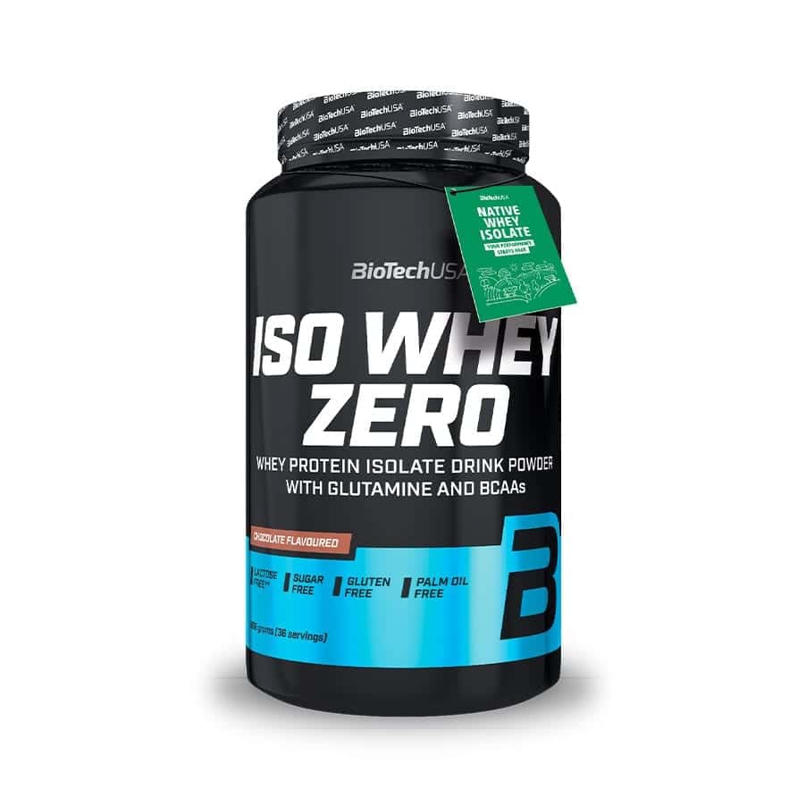 Iso Whey Zero 908g Chocolate Biotech USA - Proteína isolada premium com sabor intenso a chocolate, sem açúcares adicionados nem glúten. Perfeita para potenciar os resultados e manter uma dieta equilibrada.