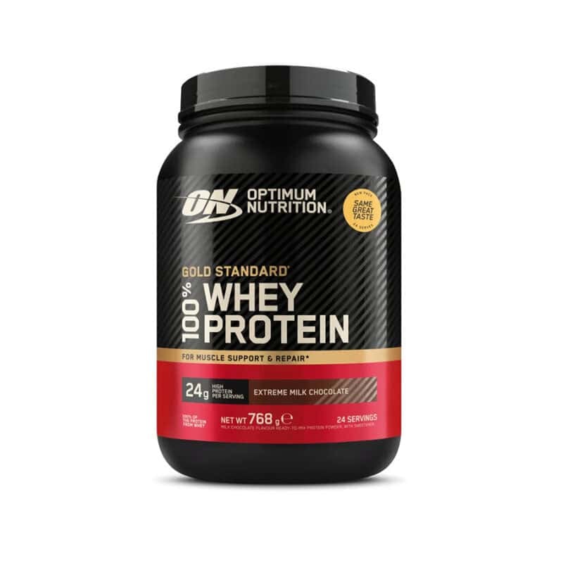 Gold Standard 100% Whey chocolate de leite 768g Optimum Nutrition proteína whey 