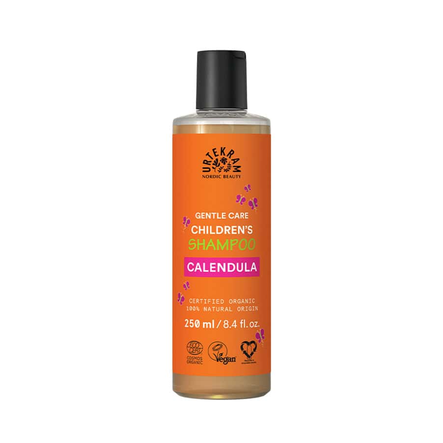 Shampoo de Calêndula para Crianças 250ml da Urtekram em frasco verde suave.