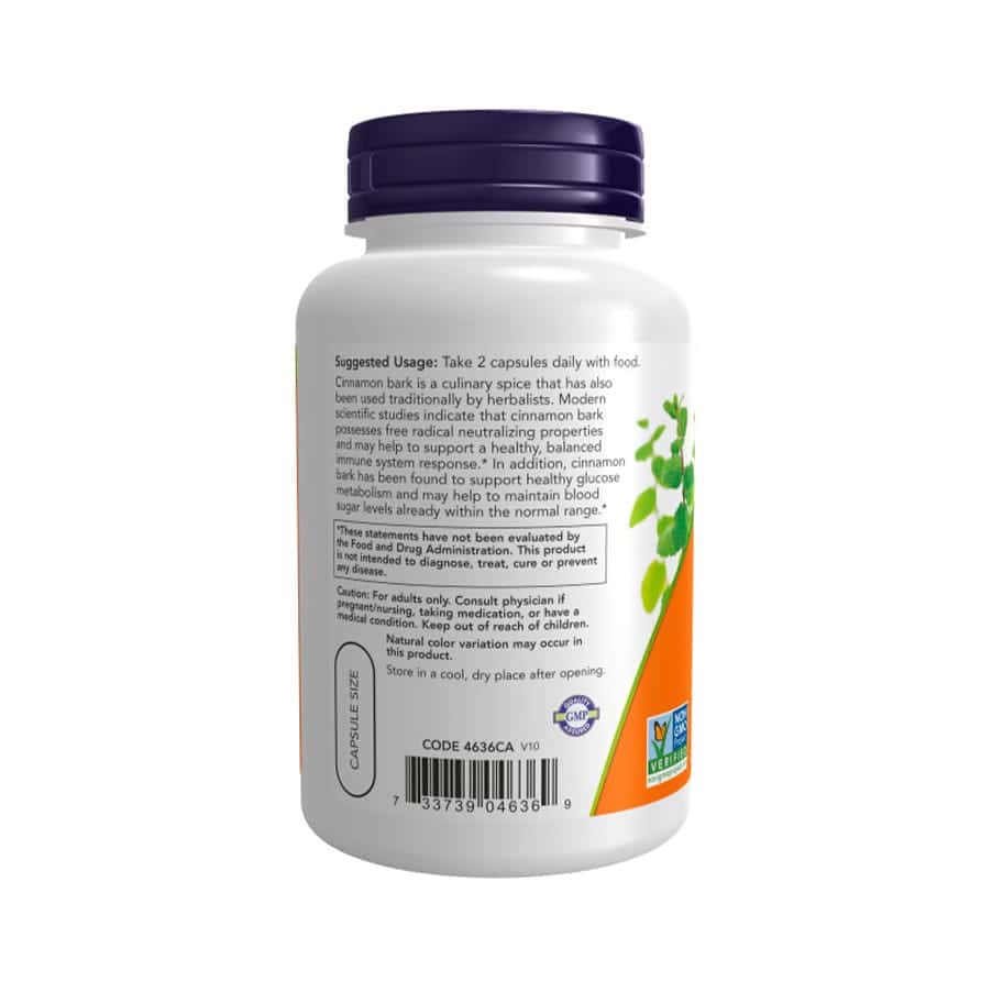 Cinnamon Bark (Casca de Canela) 600mg 120 Cápsulas Now Outlet