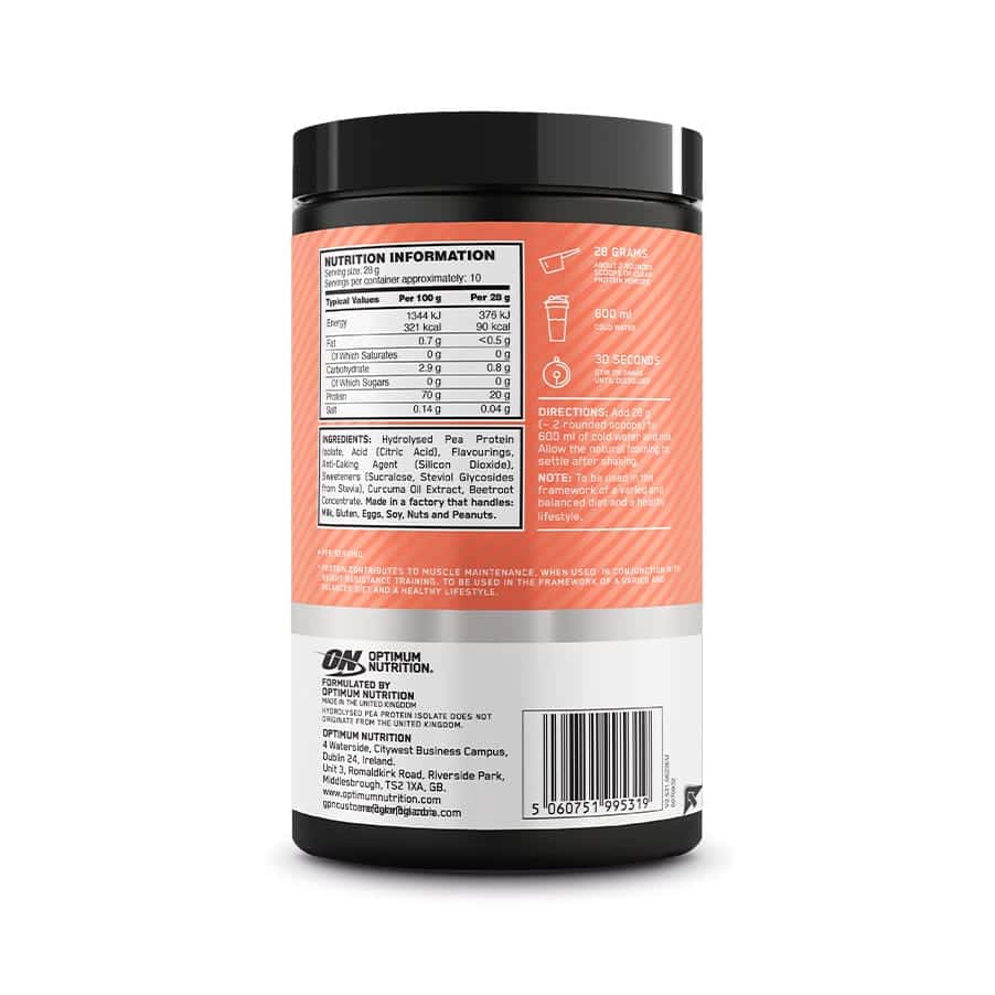 Clear Protein Isolate 100% Vegetal Pêssego 280gr Optimum Nutrition