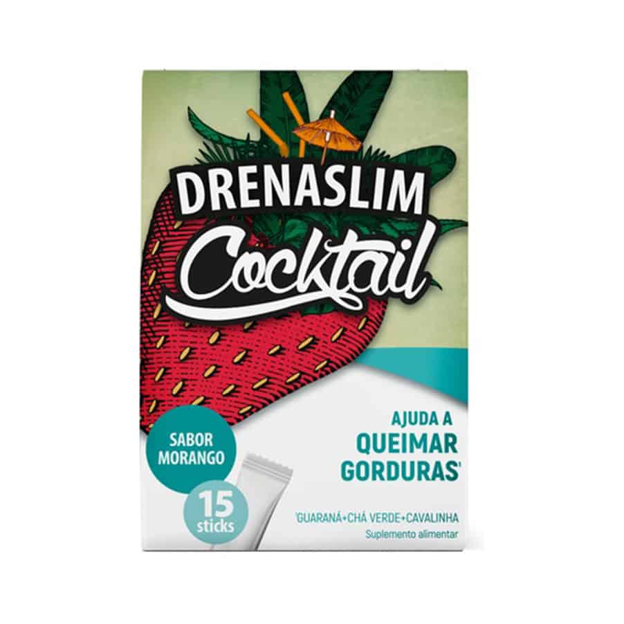 Drenaslim Cóctel de Fresa en formato de sobre, un suplemento drenante para el control del peso.