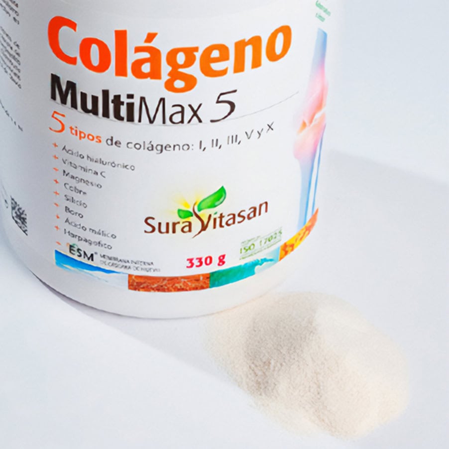 MultiMax 5 Sura Vitasan Colágeno en polvo para el cuidado de las articulaciones, la piel y los músculos.