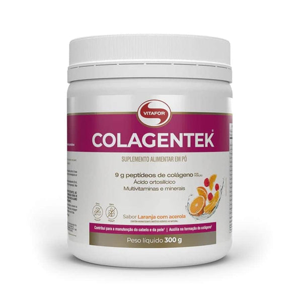 Complemento alimenticio a base de colágeno hidrolizado, que aporta 9 g por ración, enriquecido con vitaminas y minerales que favorecen la formación de colágeno y el mantenimiento de una piel y un cabello saludables.