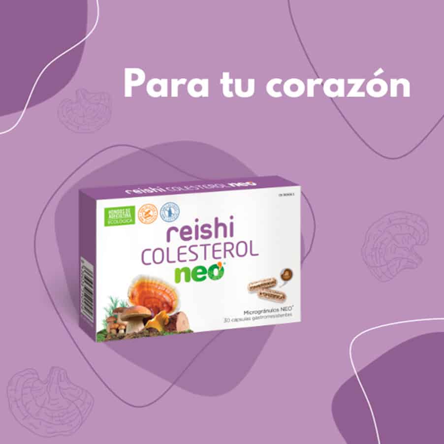 Frasco do Reishi Colesterol Neo com 30 cápsulas da NeoVital Health, suplemento natural para equilíbrio dos níveis de colesterol.
