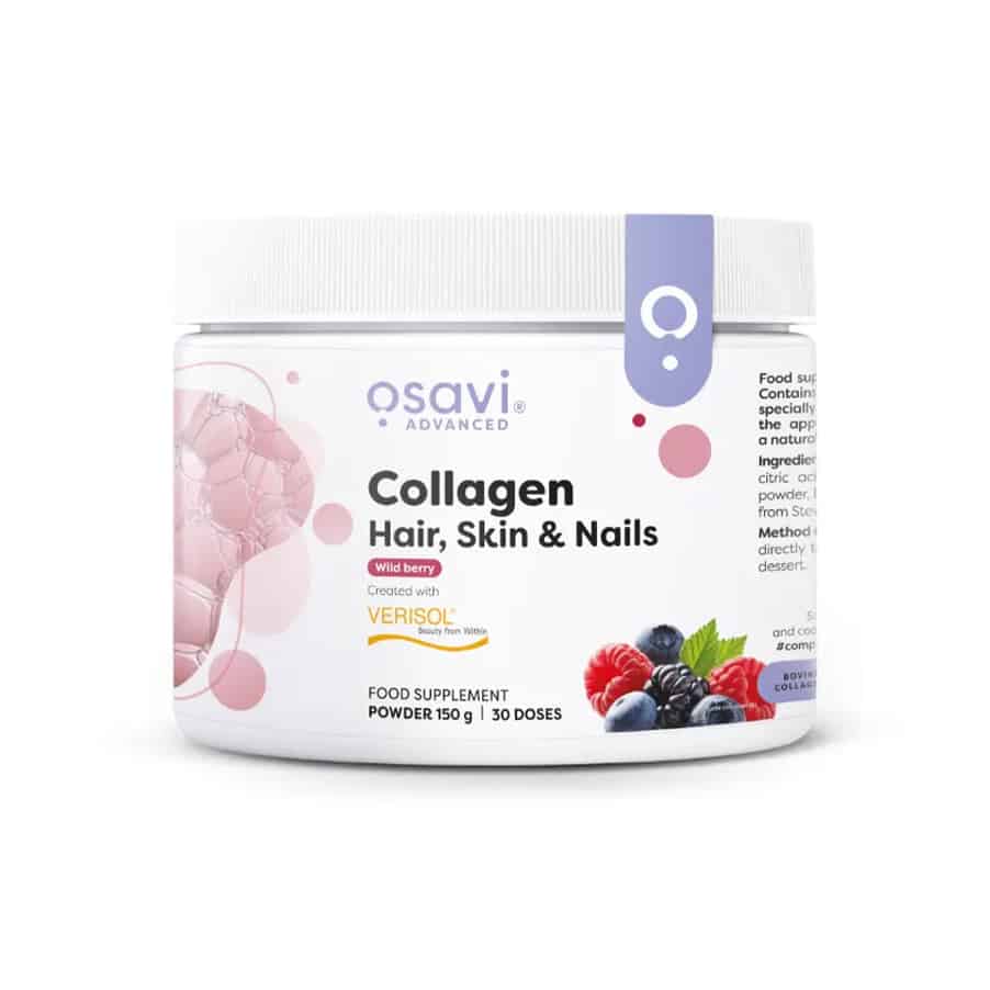 Suplemento alimentar em pó com peptídeos de colagénio VERISOL®, enriquecido com vitamina C. Promove a saúde da pele, cabelo e unhas, contribuindo para a manutenção da elasticidade e firmeza da pele.