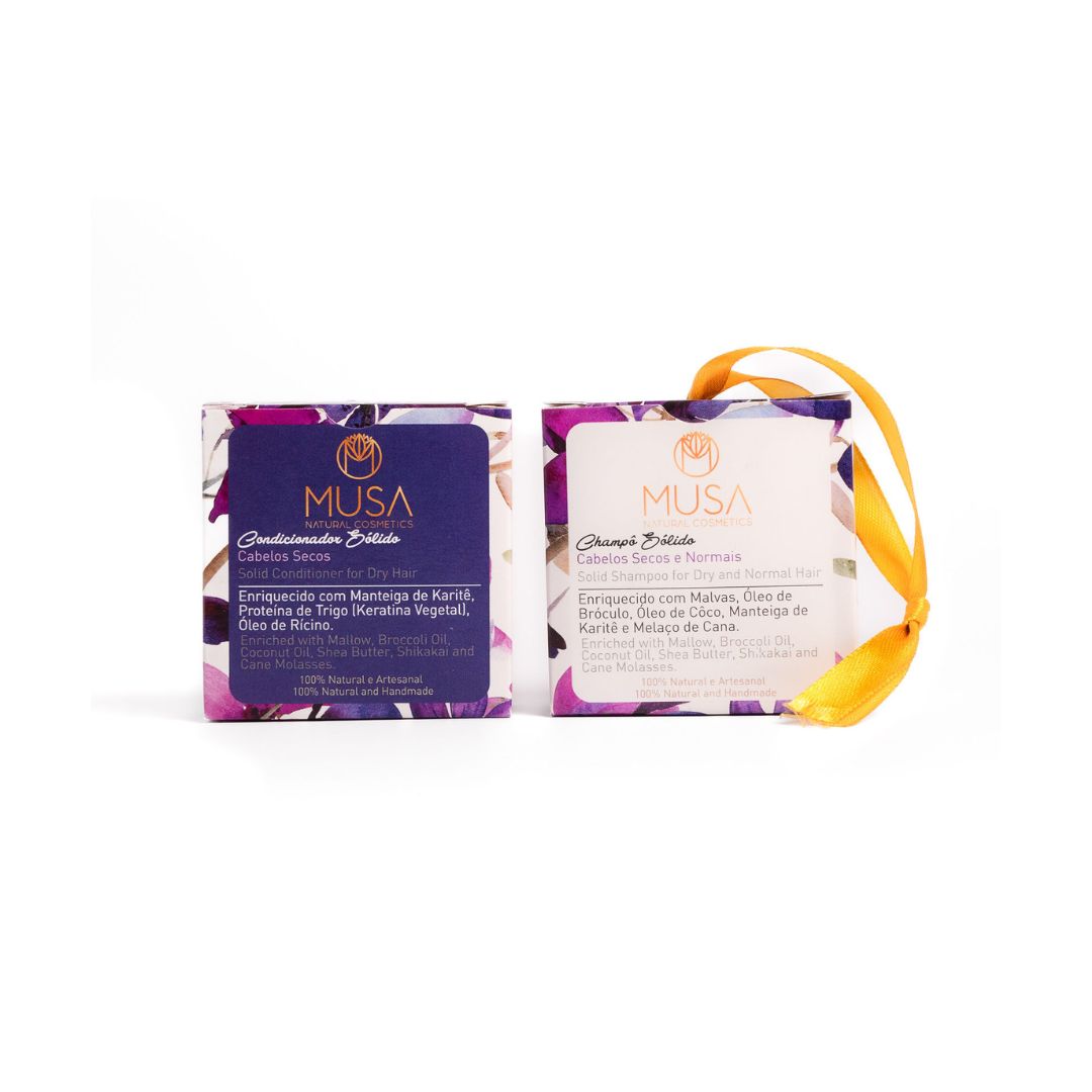 Condicionador Sólido para Cabelo Seco 40gr Musa Natural Cosmetics, cuidado nutritivo em formato sólido para cabelos secos.