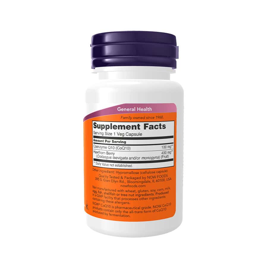 Coenzima Q10 100mg + Bagas de Espinheiro 30 Cápsulas Now Foods