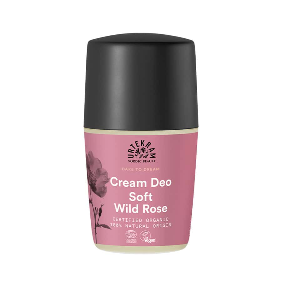 Desodorizante Roll-On de Rosa Selvagem 50ml da Urtekram em embalagem roll-on.