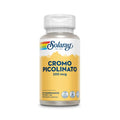 Suplemento alimenticio de picolinato de cromo de 200 mcg de la marca Solaray, en un frasco con 50 comprimidos. Esta fórmula ayuda a regular los niveles de glucosa y el metabolismo de los carbohidratos.
