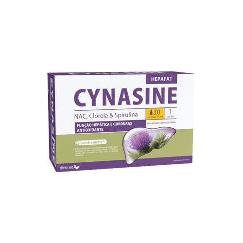 Cynasine Hepafat 30 Ampolas Dietmed suplemento alimentar líquido para o bem-estar hepático e digestivo