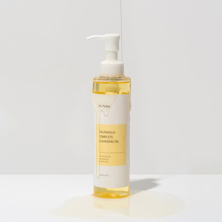 oleo de limpeza iunik calendula complete em frasco de 200ml para remover maquilhagem e impurezas com suavidade