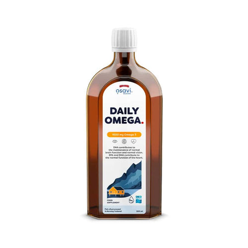 Osavi Daily Omega 1600mg Omega 3, botella de 250ml, un suplemento líquido con alta concentración de EPA y DHA.