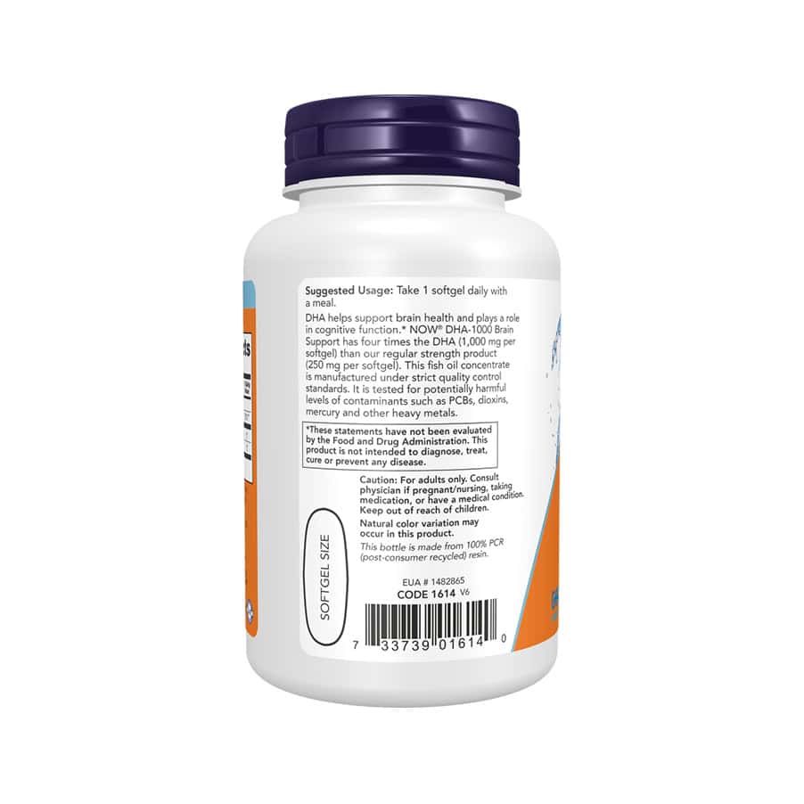 DHA-1000 Fish Oil Now Foods cápsulas com óleo de peixe concentrado em DHA