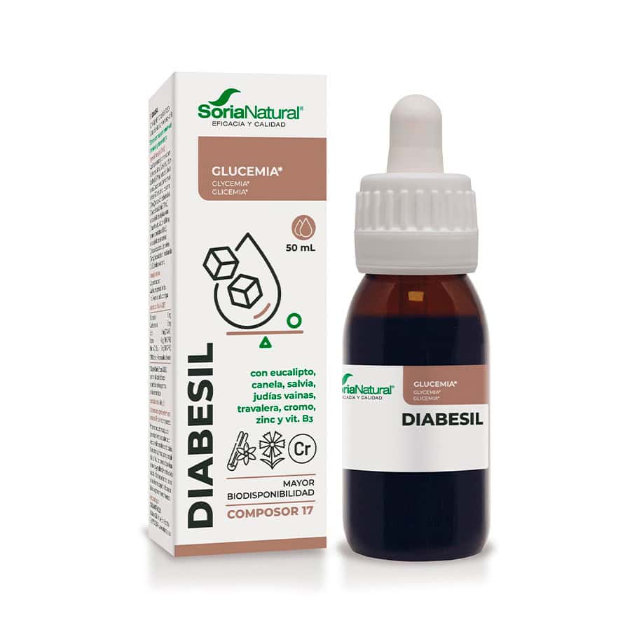 Composor 17 Diabesil Complex de Soria Natural, frasco de 50 ml, un suplemento natural para favorecer el metabolismo de la glucosa.