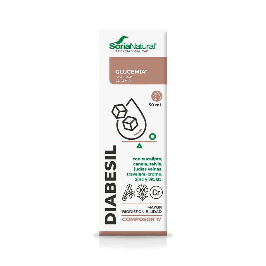 Composor 17 Diabesil Complex de Soria Natural, frasco de 50 ml, un suplemento natural para favorecer el metabolismo de la glucosa.