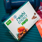 Frasco do Reishi Energy Neo com 30 cápsulas da NeoVital Health, suplemento natural para aumentar a energia e reduzir a fadiga.