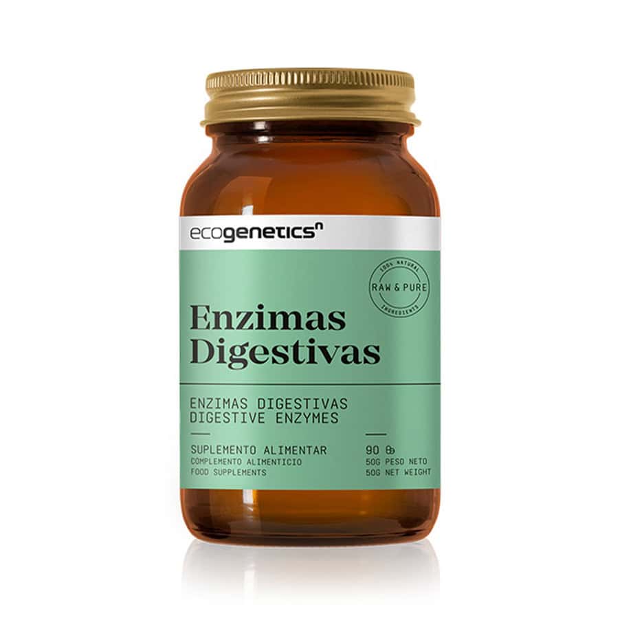Enzimas Digestivas 90 Comprimidos Ecogenetics com enzimas digestivas de origem não animal para apoiar a digestão de proteínas, gorduras, hidratos de carbono e lactose