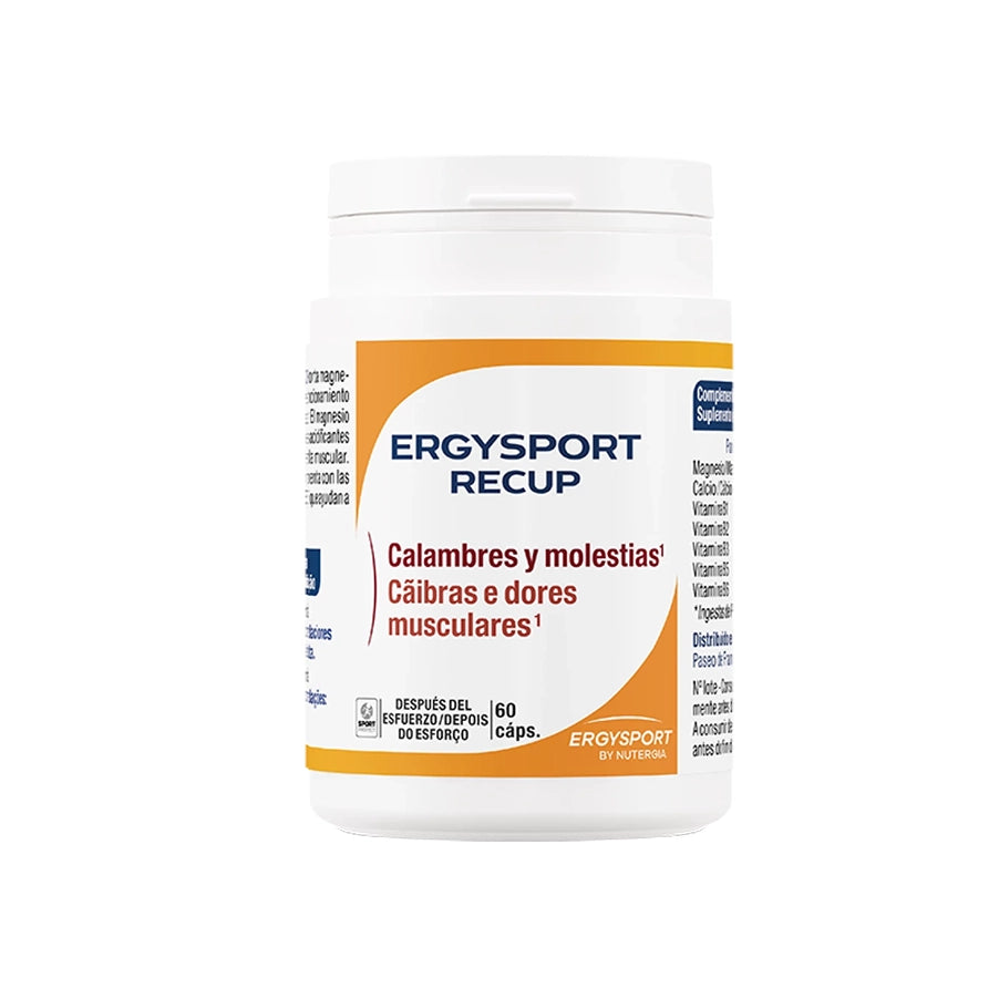ErgySport Recup 60 Cápsulas Nutergia em embalagem de suplemento alimentar para desporto.