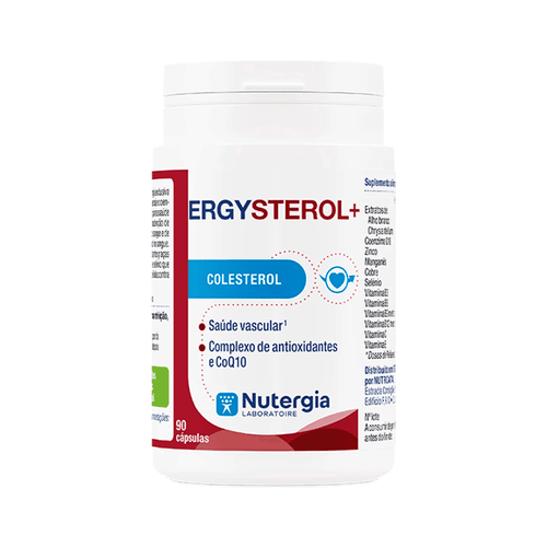"Frasco de ErgySterol + con 90 cápsulas de Nutergia, un complemento para el equilibrio hormonal y el bienestar."