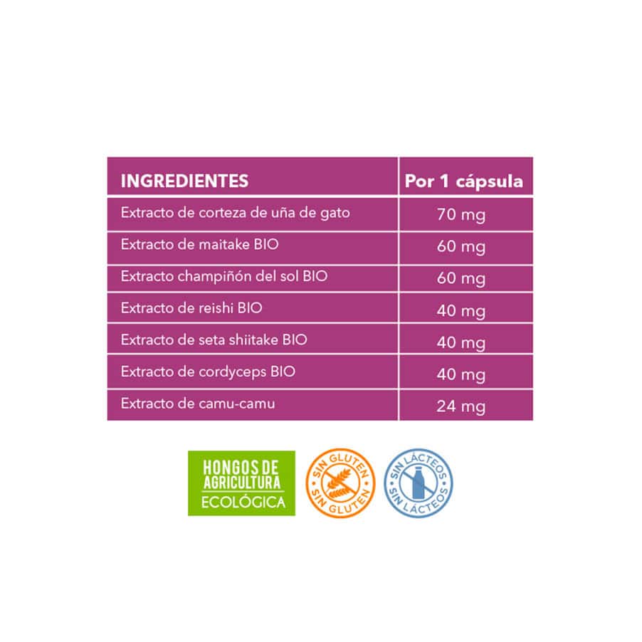 El frasco de Mico Neo DEF de NeoVital Health, que contiene 60 cápsulas, es un suplemento con hongos medicinales para reforzar el sistema inmunológico y brindar protección natural.