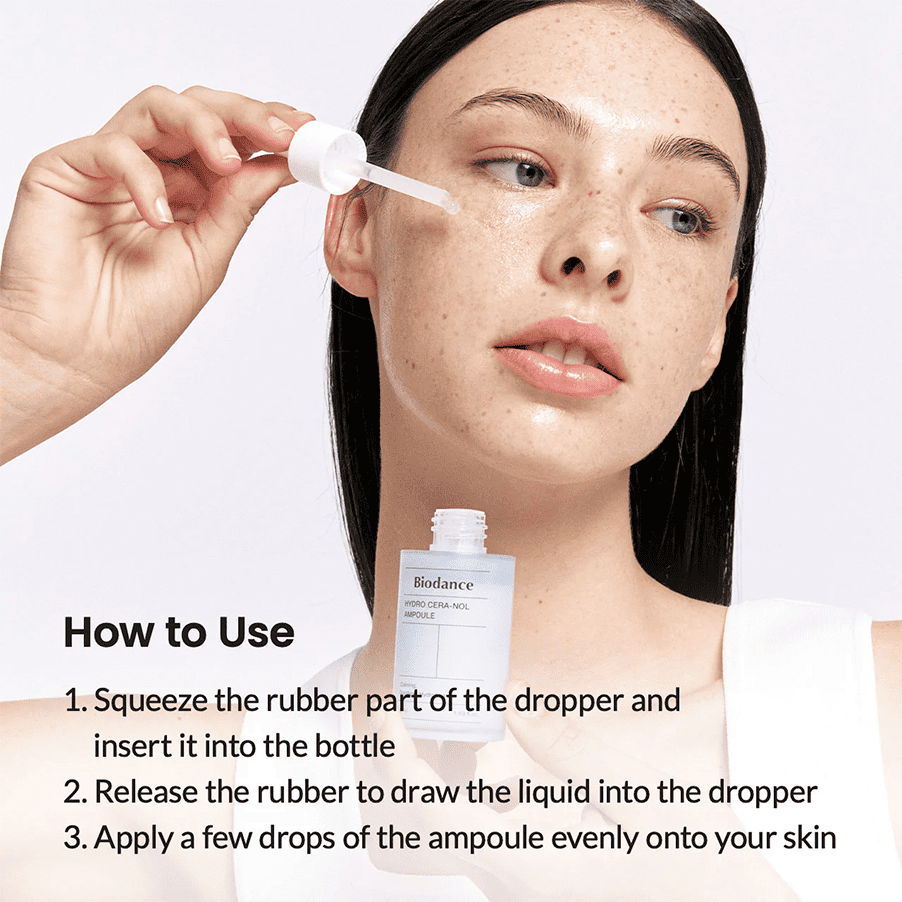 Frasco da Ampola Hydro Cera-Nol 50ml da Biodance, tratamento intensivo para hidratação e fortalecimento da barreira cutânea.