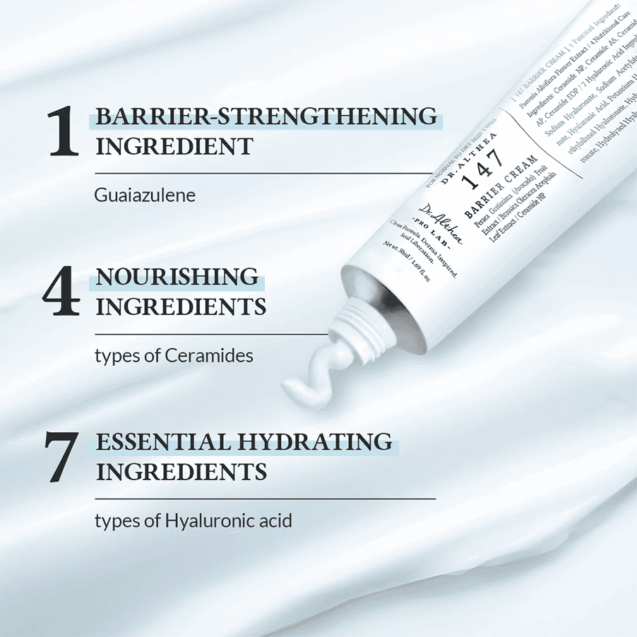 Frasco do 147 Barrier Cream 50ml da Dr. Althea, creme facial nutritivo para reforço da barreira cutânea