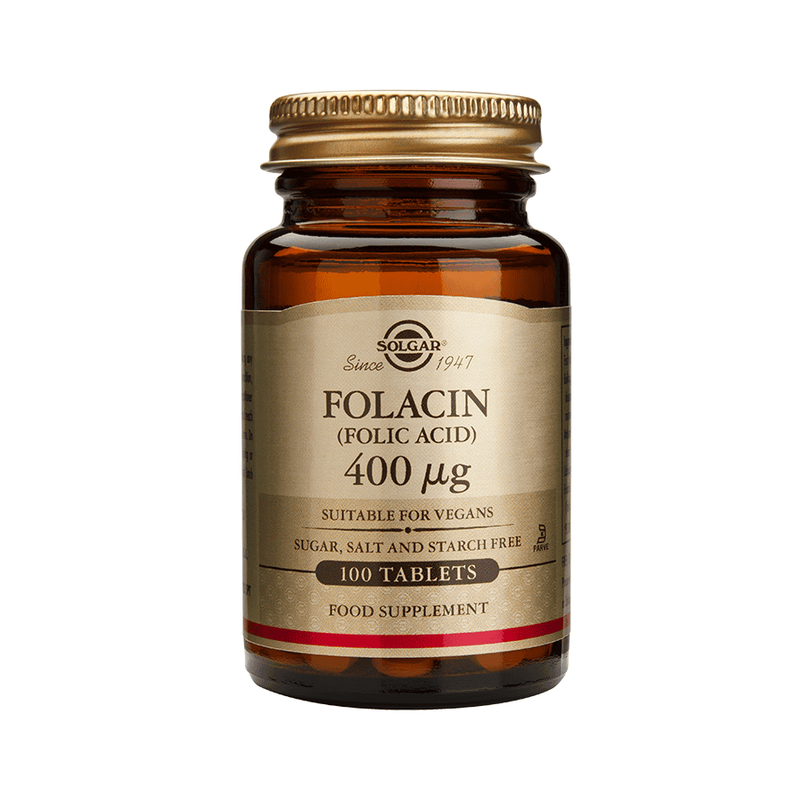 Ácido Fólico 400mcg 100 comprimidos Solgar - Suplemento alimentar para saúde da mulher, gravidez e sistema cardiovascular