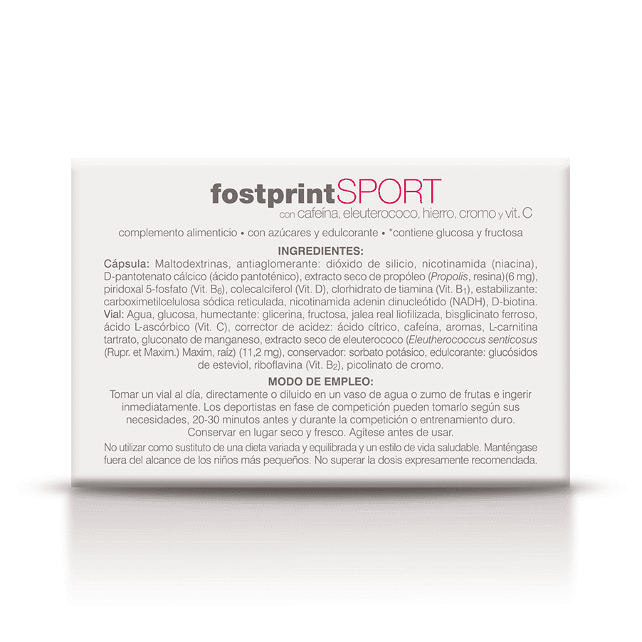 Fostprint Plus, envase de 20 ampollas de 15 ml de Soria Natural, es un suplemento energético para una mayor vitalidad y rendimiento físico.
