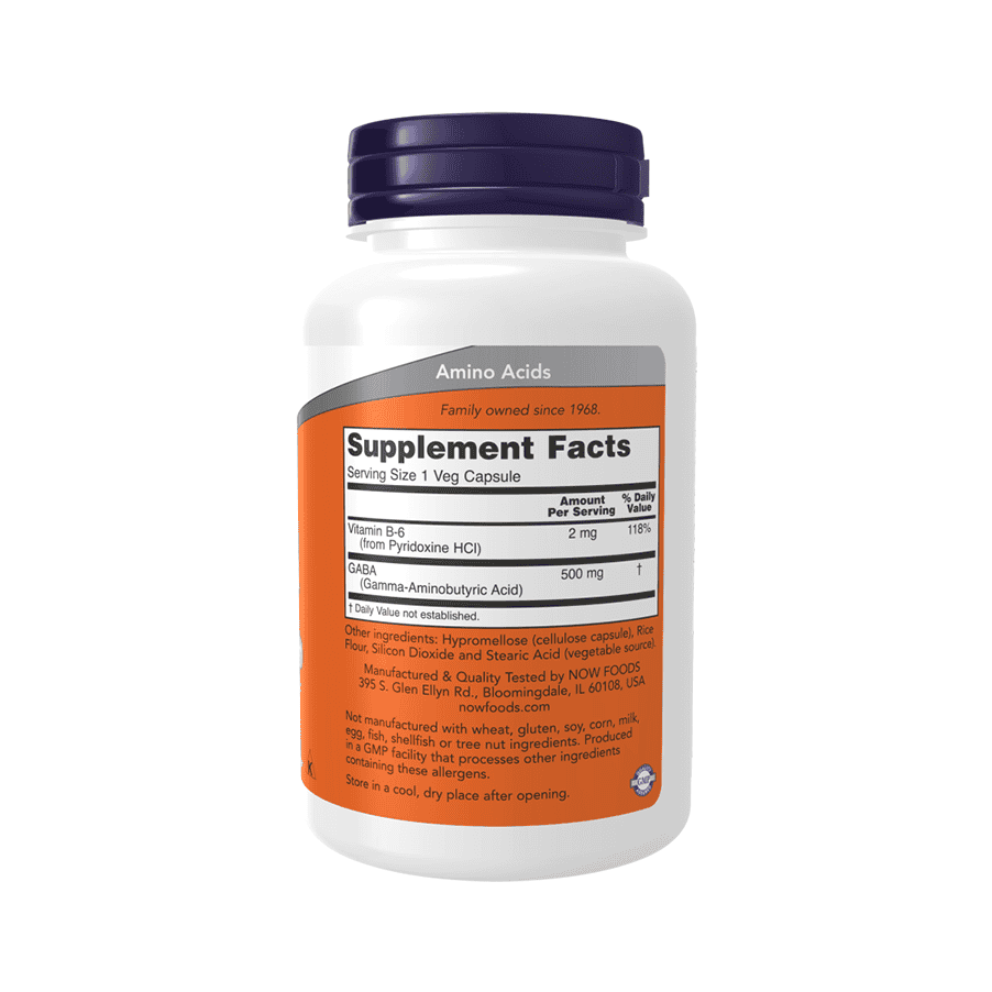 Gaba + B6 500 mg 100 Cápsulas Now Foods