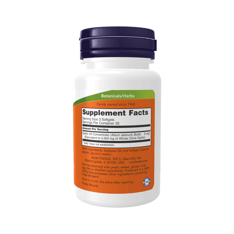 Garlic Oil 1500 Mg 100 Cápsulas Now Foods