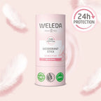 Desodorizante em Stick 24h Pele Sensível 50gr Weleda com fórmula suave de origem natural.