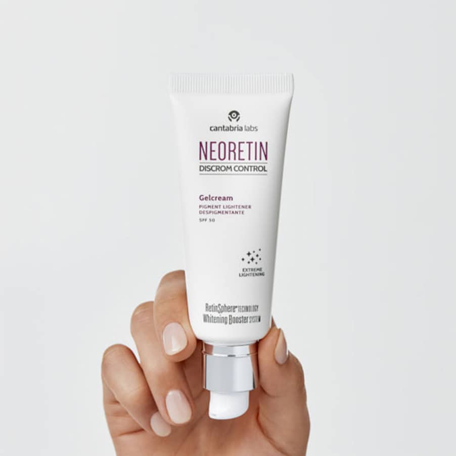 Gel creme despigmentante Neoretin SPF50 da Cantabria Labs com proteção solar e ação antimanchas