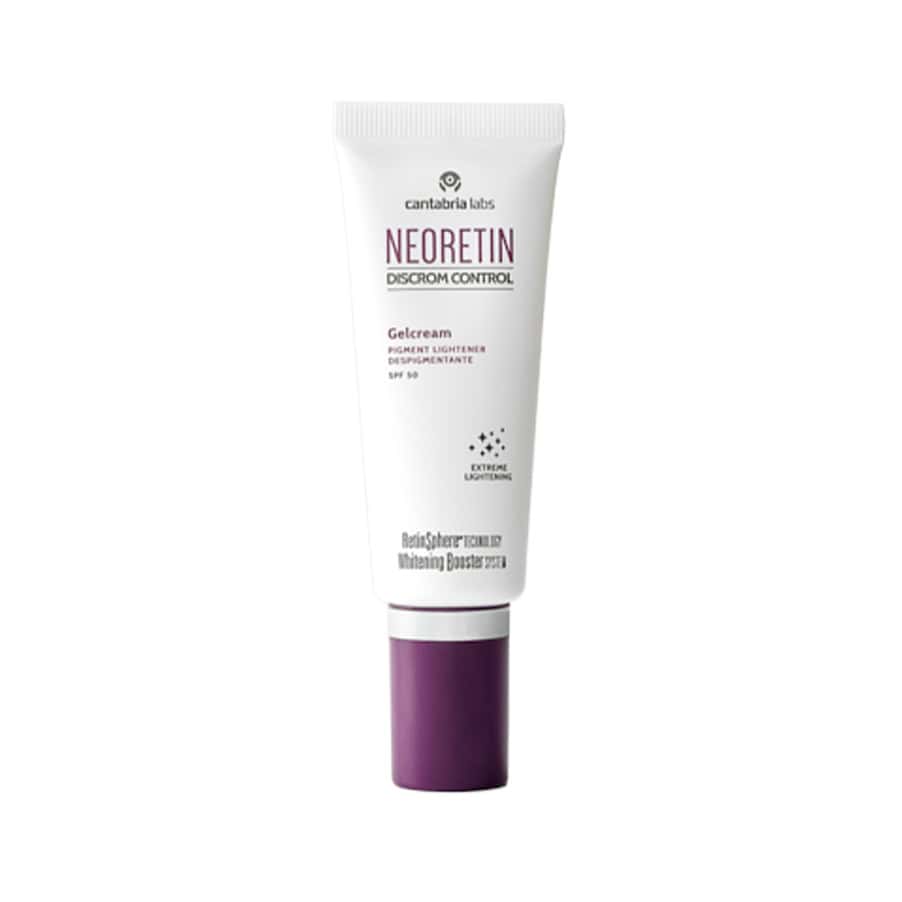 Gel creme despigmentante Neoretin SPF50 da Cantabria Labs com proteção solar e ação antimanchas