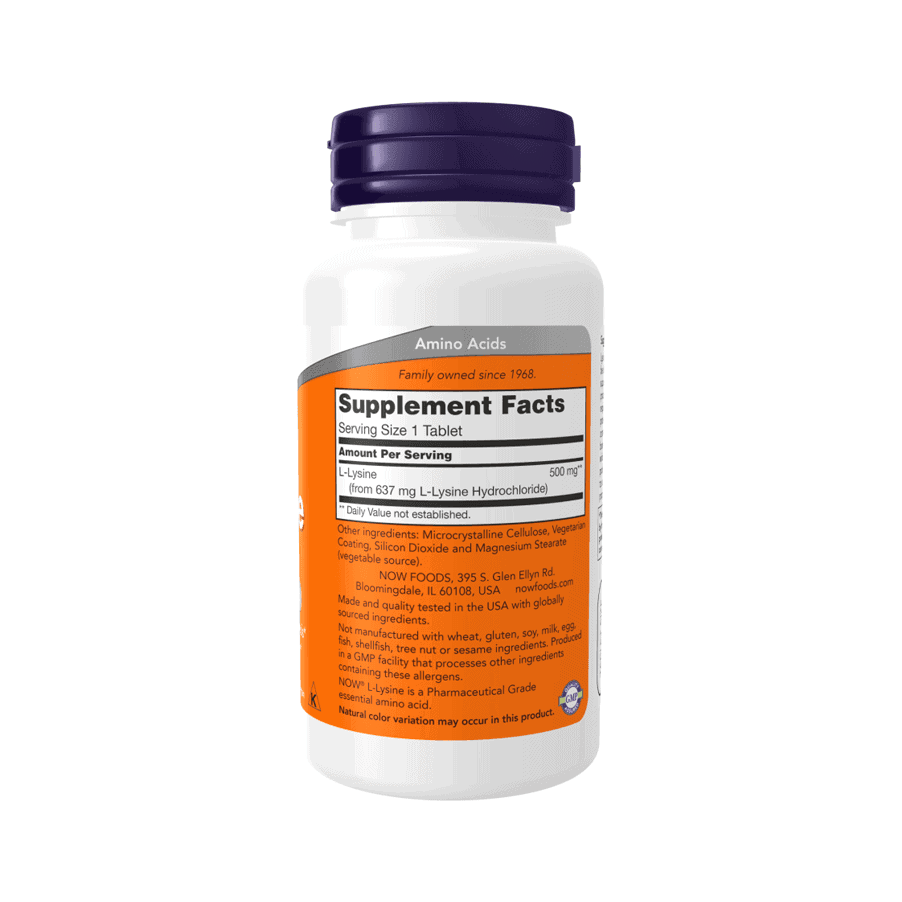 L-Lysine 500mg 100 Cápsulas Now Foods