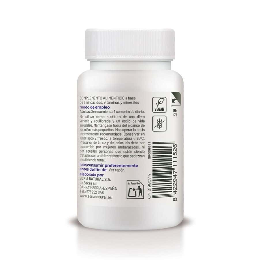 Frasco do Bem Estar Emocional com 30 comprimidos da Soria Natural, suplemento para equilíbrio emocional e bem-estar mental.