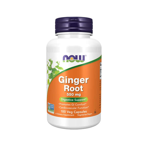 Cápsulas de raíz de jengibre de 550 mg de Now Foods para favorecer la digestión.