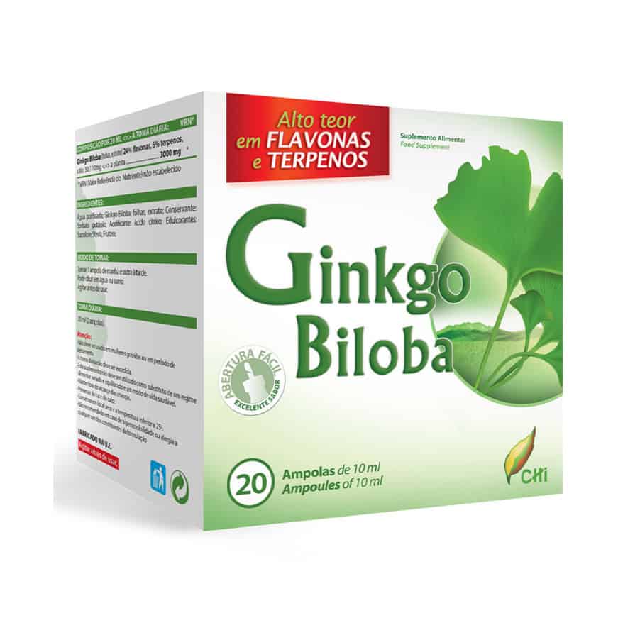 Ginkgo Biloba ampolas CHI suplemento alimentar com ginkgo para memória e circulação