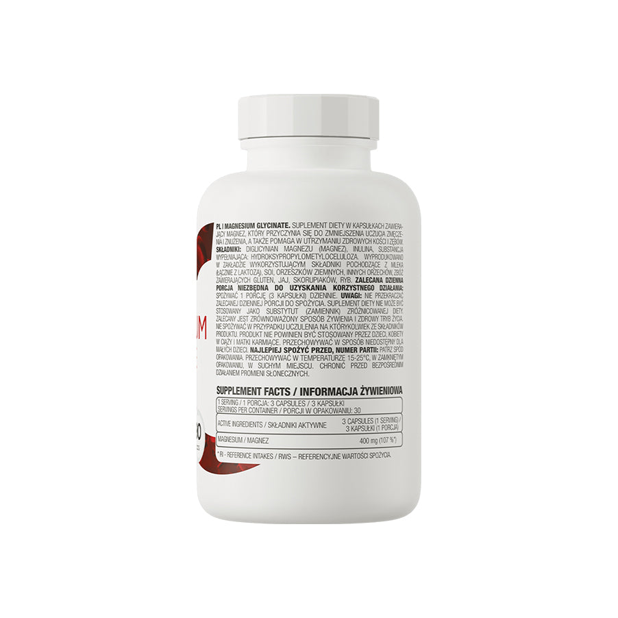 O Glicinato de Magnésio 90 Cápsulas OstroVit é um suplemento alimentar em cápsulas com magnésio na forma de bisglicinato de magnésio.