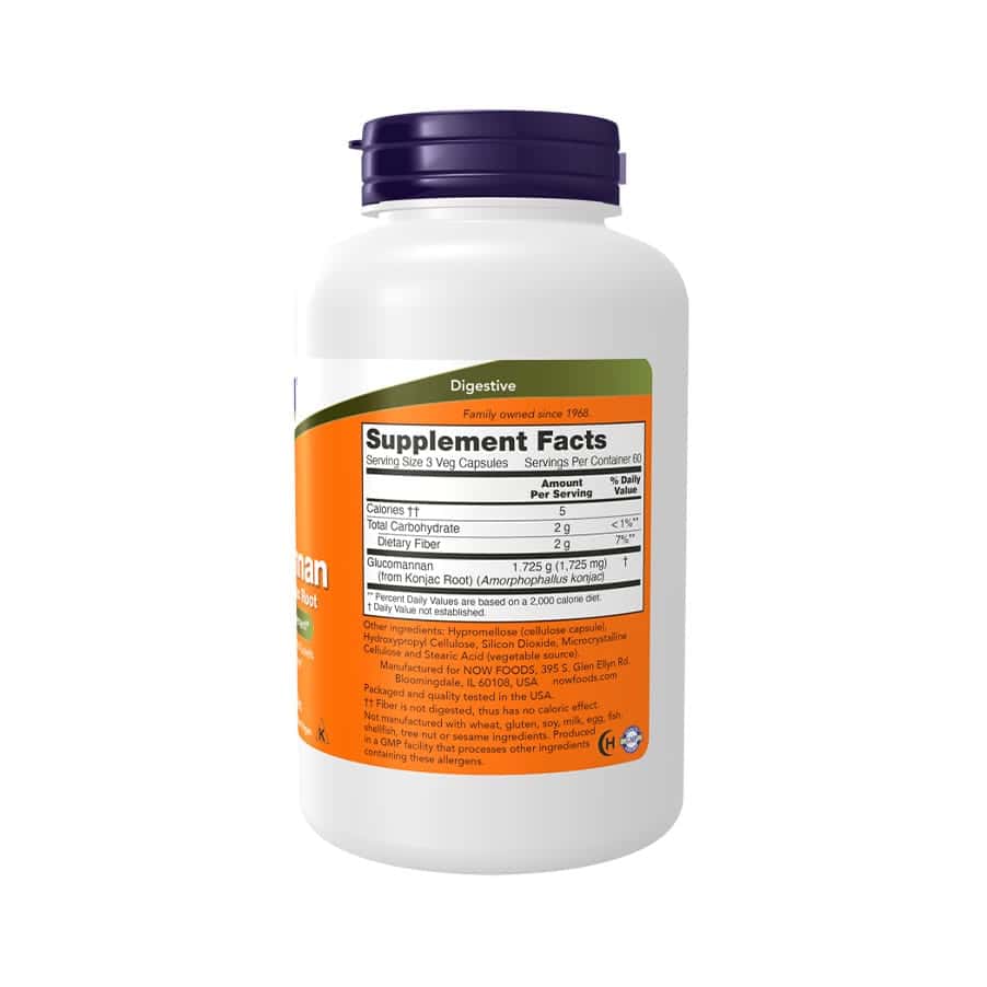 Glucomanano 575 mg, 180 cápsulas vegetales, Now Foods