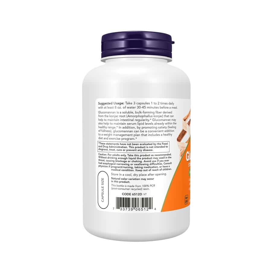 Glucomanano 575 mg, 180 cápsulas vegetales, Now Foods
