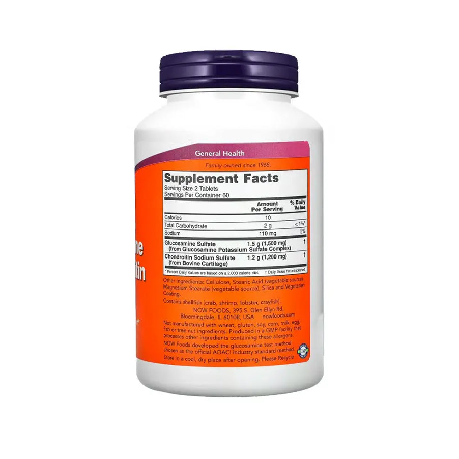 Glucosamina e Condroitina Extra Strength 120 Comprimidos Now Foods 