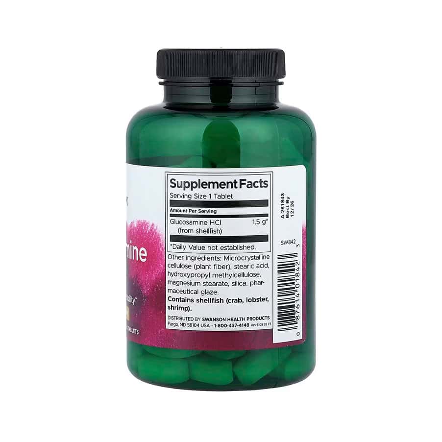Glucosamina HCL 1500mg Swanson em comprimidos para apoio das articulações e mobilidade