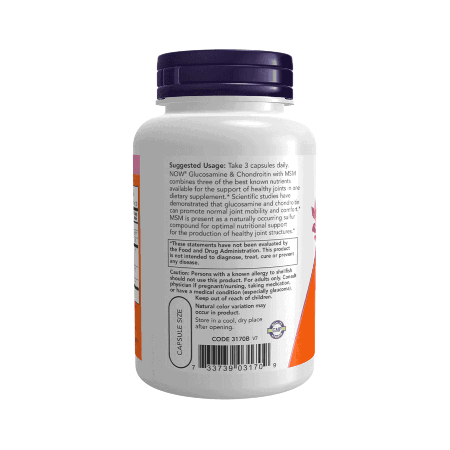 Glucosamina, Condroitina e MSM 90 Cápsulas Now Foods